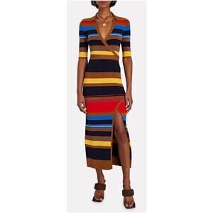 NICHOLAS Joanna Striped Rib Knit Wrap Dress